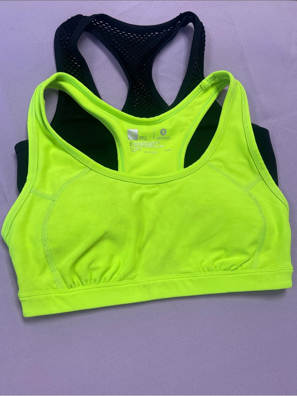 Xersion Neon Yellow & Black Racerback Sports Bra Duo